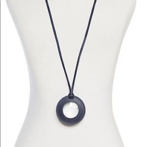 Cleaver Leather Magnifying Necklace Navy